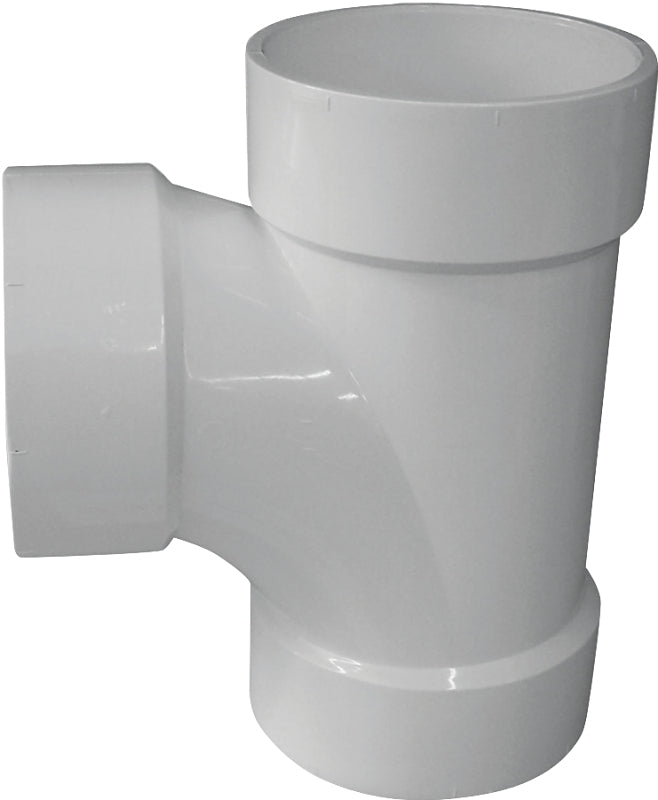 Canplas 192156 DWV Sanitary Pipe Tee, 6 in, Hub, PVC, White