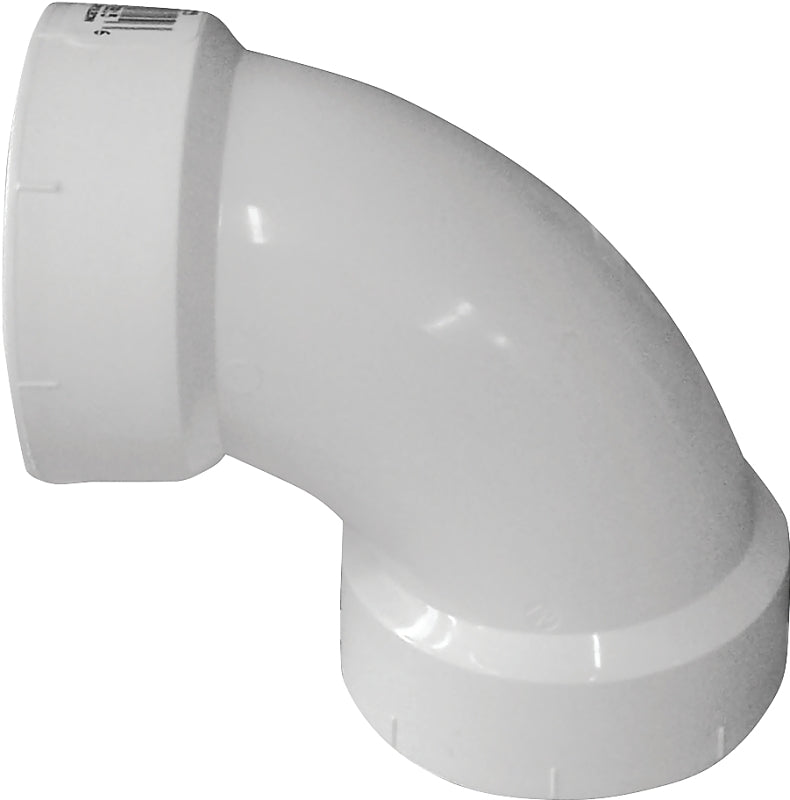 Canplas 192256 Sanitary Pipe Elbow, 6 in, Hub, 90 deg Angle, PVC