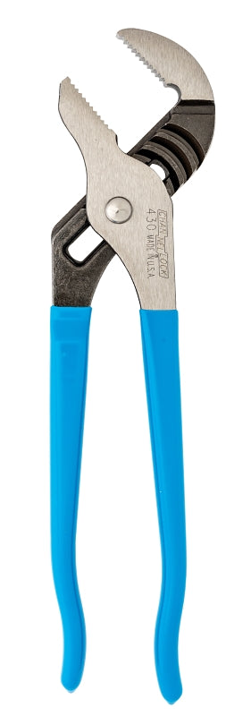 Channellock 430 Tongue and Groove Plier, 10 in OAL, 2 in Jaw Opening, Blue Handle, Cushion-Grip Handle, 1.38 in L Jaw