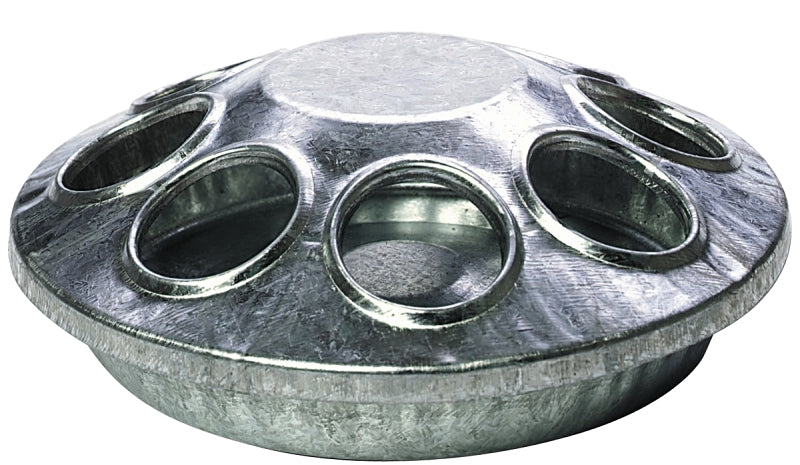 Little Giant 9808 Chick Feeder, 8-Compartment, Embossed, Rounded Edge, Steel, Galvanized