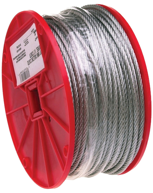 Campbell 7000427 Aircraft Cable, 1/8 in Dia, 500 ft L, 340 lb Working Load, Steel, Galvanized