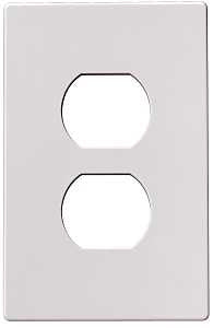 Eaton PJS8W Mid-Size Screwless Wallplate, 4-1/2 in L, 2-3/4 in W, 1-Gang, Polycarbonate, White, High-Gloss