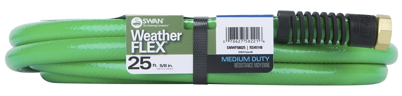 Swan SNWF58025 Garden Hose, 5/8 in, 25 ft L, Threaded, Green