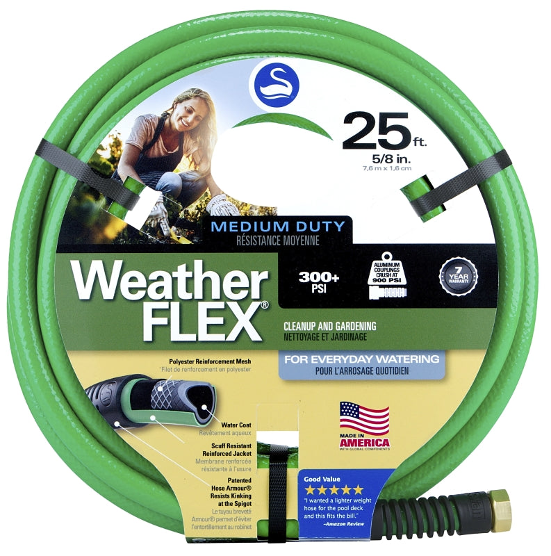 Swan SNWF58025 Garden Hose, 5/8 in, 25 ft L, Threaded, Green