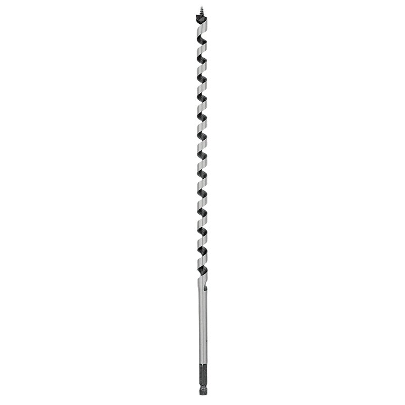 Irwin 3043005 Auger Drill Bit, 1/2 in Dia, 17 in OAL, Twist Flute, 1-Flute, 3/8 in Dia Shank, Quick-Change Impact Shank