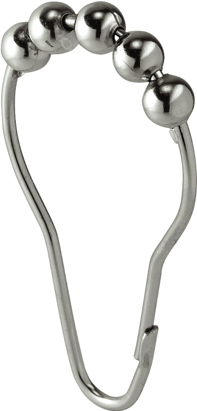 iDESIGN 76570 Shower Roller Curtain Hook, Stainless Steel, Polished Chrome-Plated