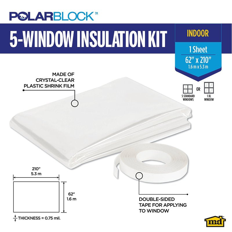 M-D 04200 Window Insulation Kit, 62 in W, Clear