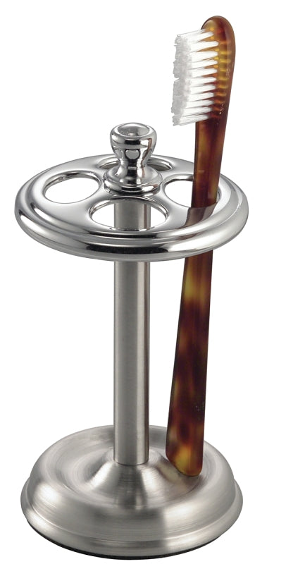 iDESIGN York Steel Divided Series 76250 Toothbrush Stand, Stainless Steel, Brushed/Chrome-Plated
