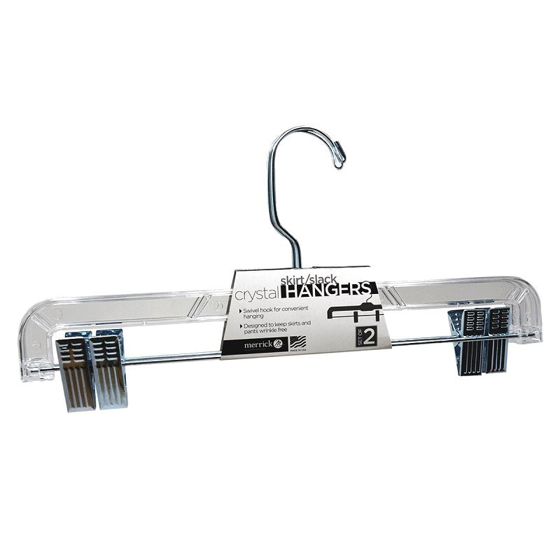 Merrick C71210-S12 Skirt and Slack Hanger, Clear, Pack of 12
