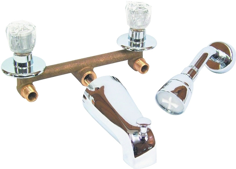 US Hardware P-004N Tub and Shower Diverter, 2-Handle, Brass, 8 in Faucet Centers, Knob Handle