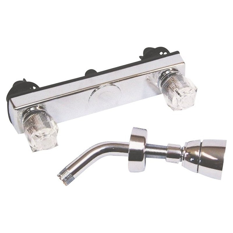 US Hardware P-008PN Shower Faucet, Plastic, Chrome-Plated, 2-Handle