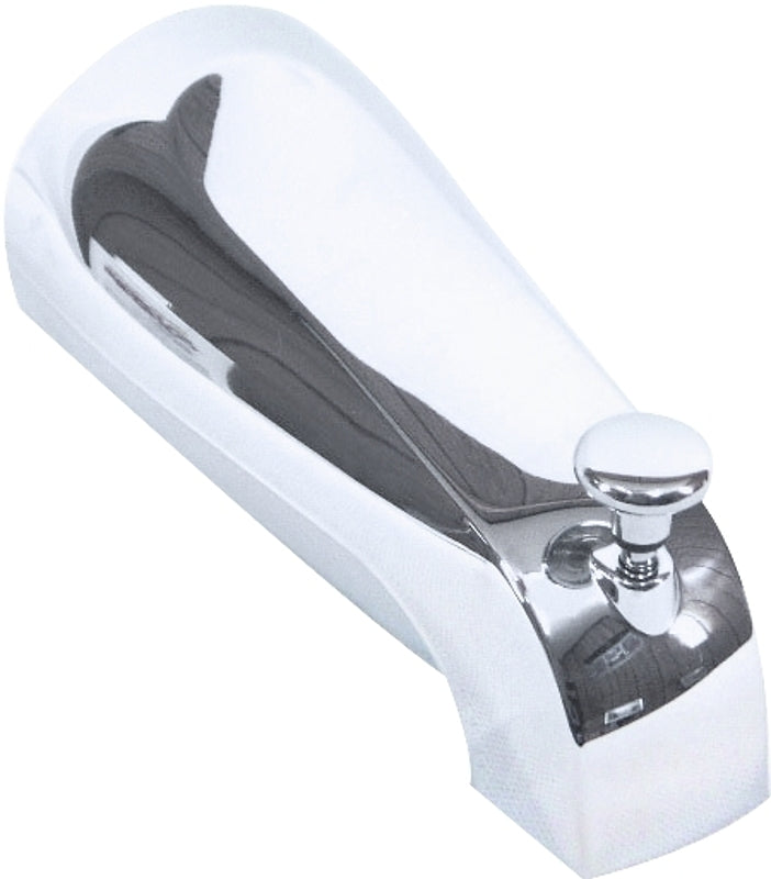 US Hardware P-037B Bathtub Spout with Diverter, 1/2 in Connection, MNPT, Metal, Chrome-Plated