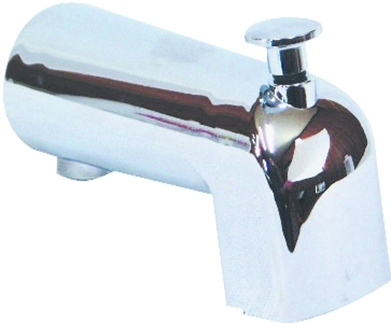 US Hardware P-520C Bathtub Spout with Diverter, 1/2 in Connection, FNPT, Plastic, Chrome-Plated