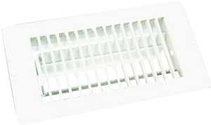 US Hardware V-056IWB Floor Register, 4 in W Duct Opening, 8 in H Duct Opening, 1-5/16 in L, Steel, White