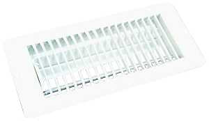 US Hardware V-057IWB Floor Register, 4 in W Duct Opening, 10 in H Duct Opening, 1-5/16 in L, Steel, White