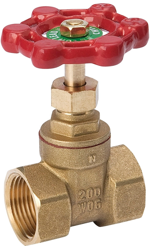 B & K ProLine Series 100-406NL Gate Valve, 1-1/4 in Connection, FPT, 200/125 psi Pressure, Handle Actuator, Brass Body