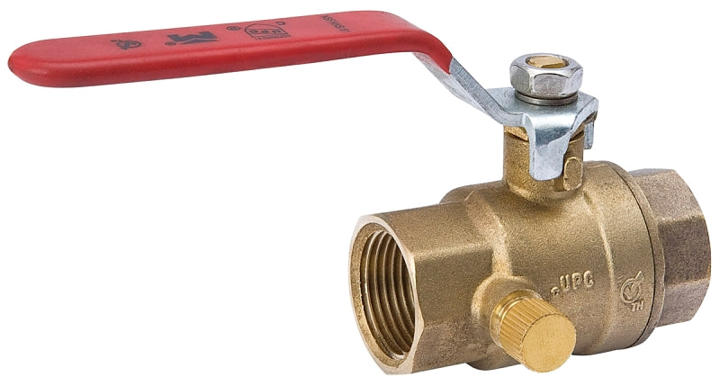 B & K ProLine Series 107-755NL Ball Valve, 1 in Connection, FIP, 500 psi Pressure, Manual Actuator, Brass Body