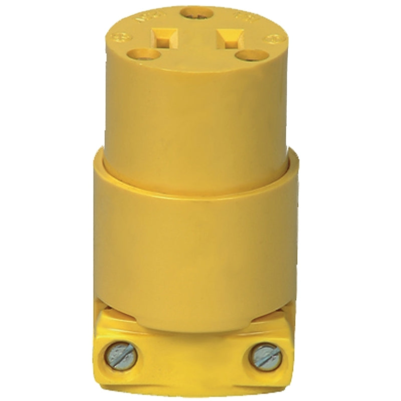 Eaton 4882-BOX Electrical Connector, 2-Pole, 15 A, 125 V, Screw, NEMA: NEMA 1-15, Yellow