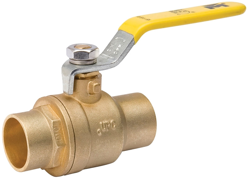 B & K ProLine Series 107-847NL Ball Valve, 1-1/2 in Connection, Sweat, 600/150 psi Pressure, Manual Actuator, Brass Body