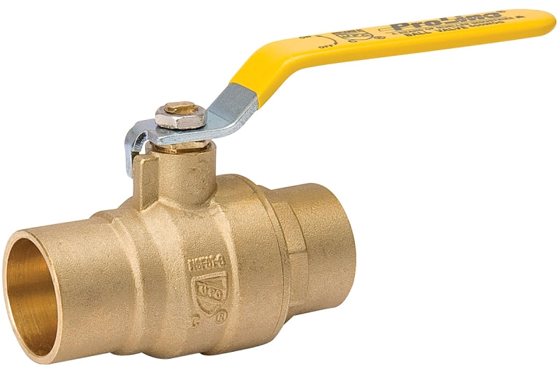 B & K 107-853NL Ball Valve, 1/2 in Connection, Sweat, 125, 600 psi Pressure, Standard Actuator, Brass Body