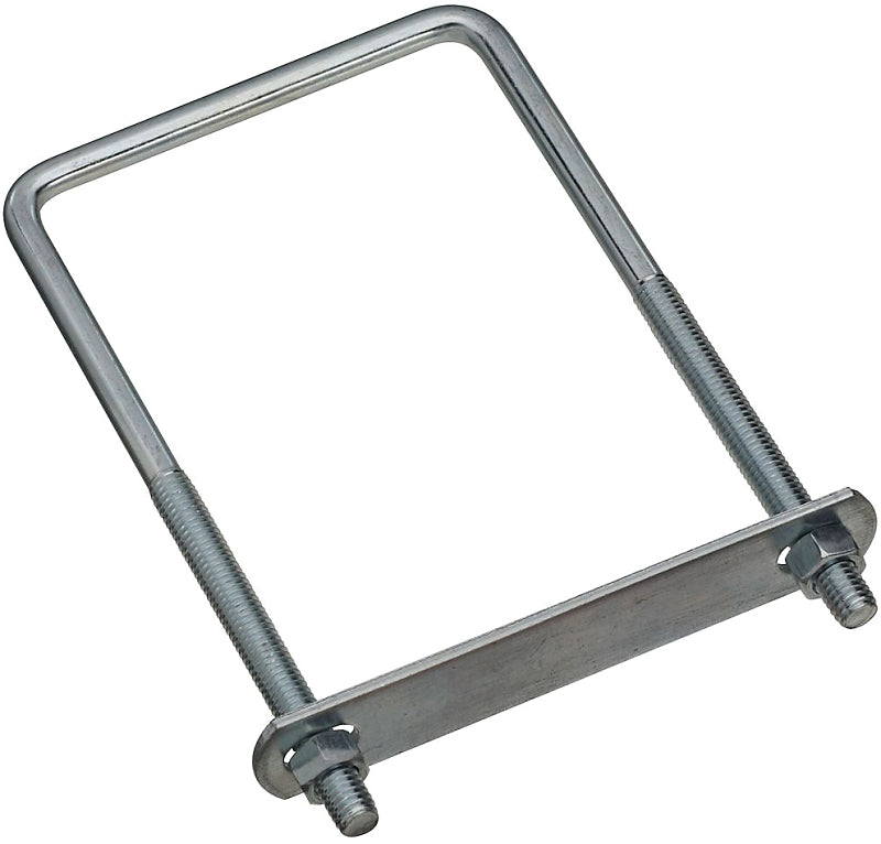 National Hardware N222-406 Square U-Bolt, 7 in L Inside, 4 in W Inside, 3/8-16 Thread, 3-3/4 in L Thread, Steel, Zinc, Pack of 5