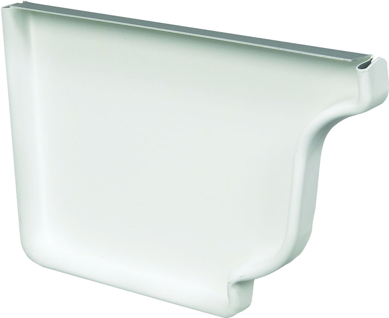 Amerimax 27005 Gutter Left End Cap, 5 in L, Aluminum, White, For: 5 in K-Style Gutter System