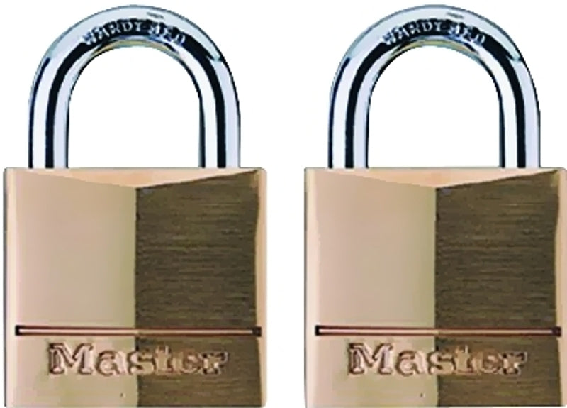 Master Lock 120T Padlock, Keyed Alike Key, 5/32 in Dia Shackle, 7/16 in H Shackle, Steel Shackle, Brass Body