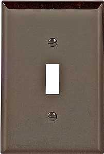 Eaton Wiring Devices PJ1B Wallplate, 4-1/2 in L, 2-3/4 in W, 1 -Gang, Polycarbonate, Brown, High-Gloss, Pack of 25