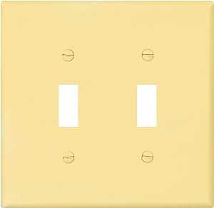 Eaton Wiring Devices PJ2V Wallplate, Mid-Size, 4-7/8 in L, 4.94 in W, 2-Gang, Polycarbonate, Ivory