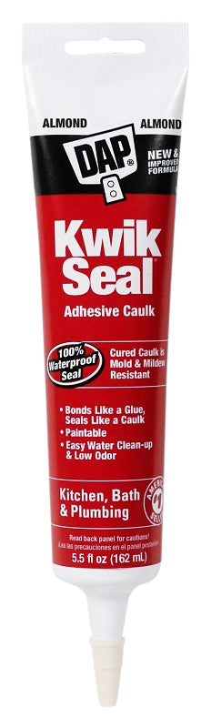 DAP 18013 Kitchen and Bath Caulk, Almond, 36 hr Curing, -20 to 150 deg F, 5.5 oz Tube
