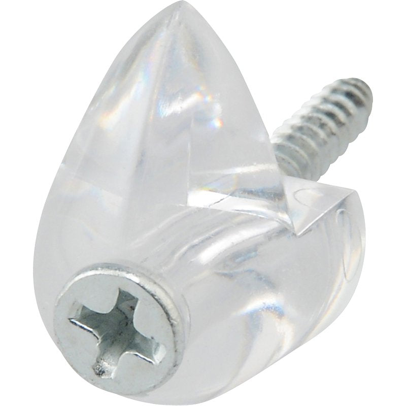 OOK 53203 Mirror Clip Set, 1/4 in L Dimensions, 20 lb, Plastic, Clear, Wall, 4/PK, Pack of 12