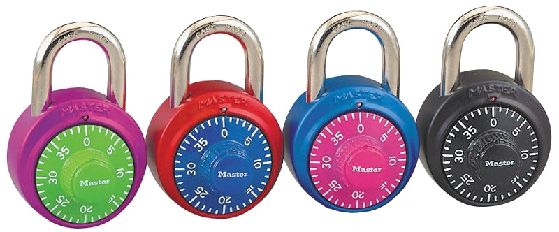 Master Lock 1530DCM Padlock, Non-Resettable Combination Key, 9/32 in Dia Shackle, 3/4 in H Shackle, Steel Shackle, Pack of 4