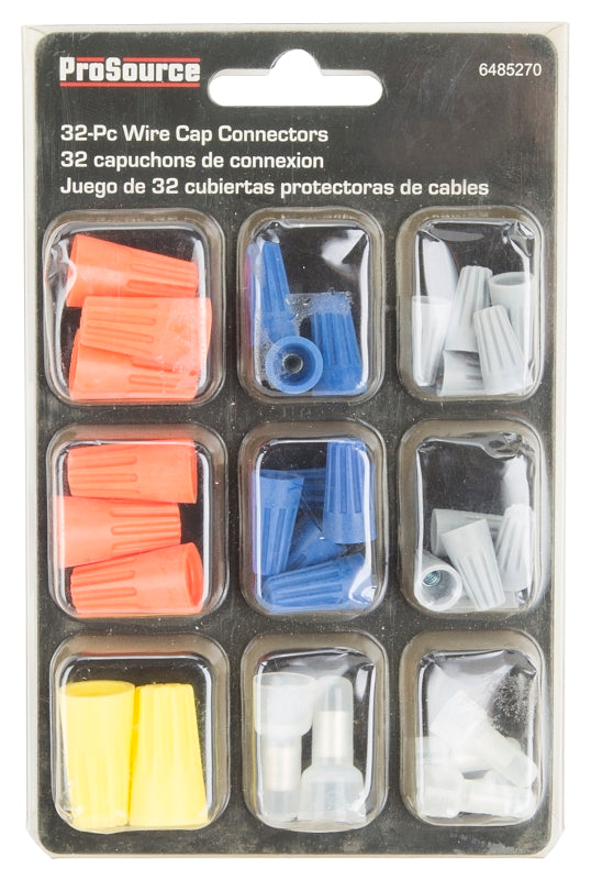 ProSource CP-323L Wire Cap Connectors Set, Plastic, For: 24 to 10 AWG Solid/Standard Copper Wire, 32 -Piece