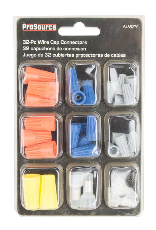 ProSource CP-323L Wire Cap Connectors Set, Plastic, For: 24 to 10 AWG Solid/Standard Copper Wire, 32 -Piece