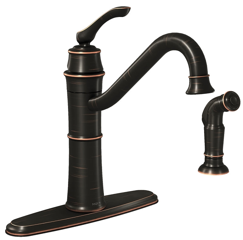 Moen Wetherly Series 87999BRB Kitchen Faucet with Sprayer, 1.5 gpm, 1-Faucet Handle, 2 or 4-Faucet Hole, Deck Mounting