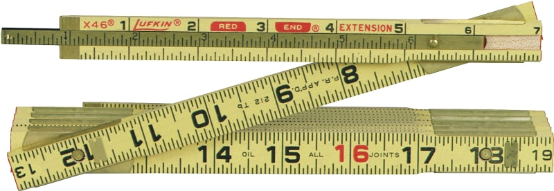 Crescent Lufkin Red End Series TX46N Ruler, SAE Graduation, Wood, Natural