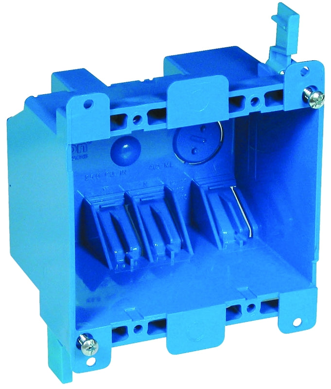 Carlon B225R-UPC Outlet Box, 25 cu-in, 2-Gang, PVC, Blue, Clamp