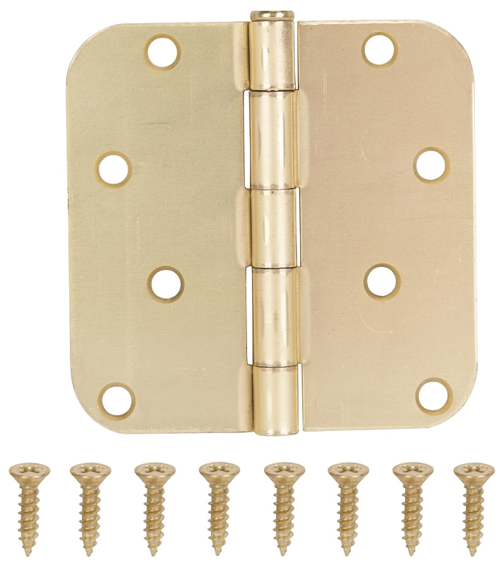ProSource 20348US4 Door Hinge, 4 in H Door Leaf, 4 in W Door Leaf, 2.2 mm Thick Door Leaf, 4 x 4 in, Steel, Satin Brass