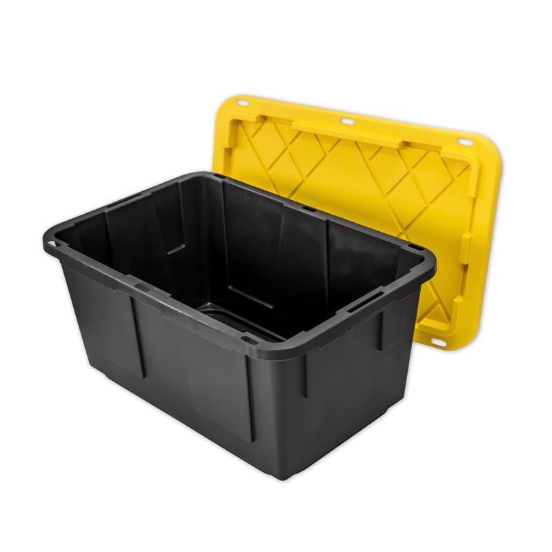 Greenmade 27 gal Black/Yellow Snap Lock Storage Box 14.7 in. H X 20.4 in. W X 30.4 in. D Stackable, Pack of 4