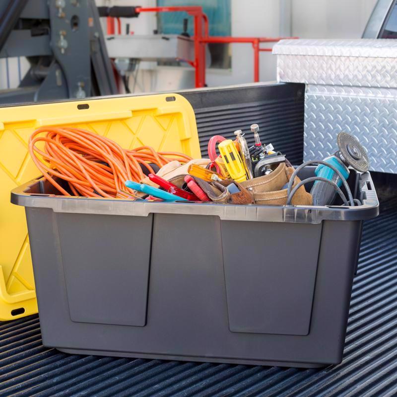 Greenmade 27 gal Black/Yellow Snap Lock Storage Box 14.7 in. H X 20.4 in. W X 30.4 in. D Stackable, Pack of 4