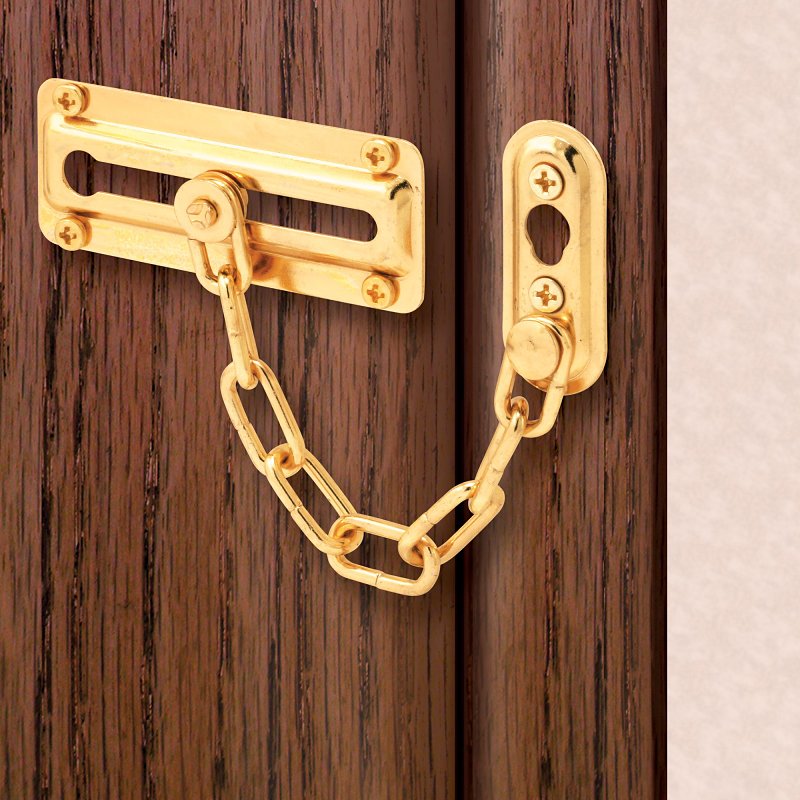 Defender Security U-9905 Chain Door Guard, Steel, Brass