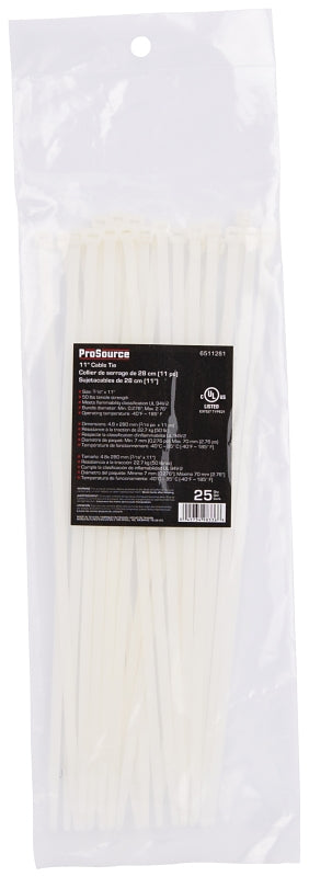 ProSource CV280-253L Cable Tie, 11 inches, 50lb Tensile Strength, Self-Lock Locking, Nylon, Clear