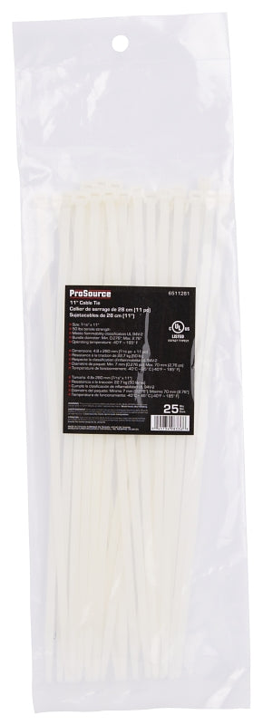 ProSource CV280-253L Cable Tie, 11 inches, 50lb Tensile Strength, Self-Lock Locking, Nylon, Clear