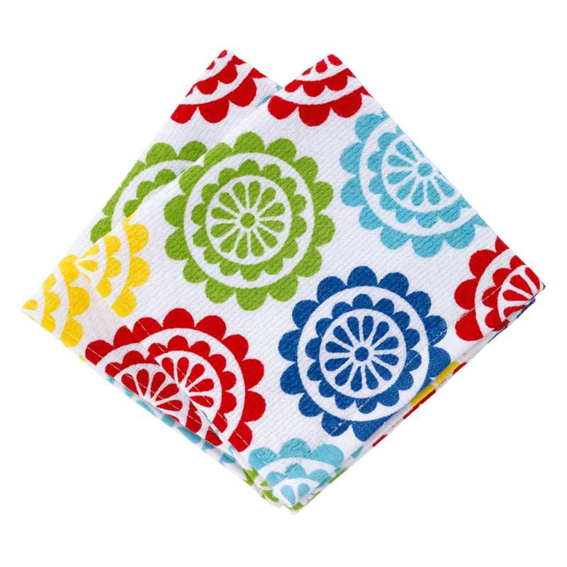 T-Fal Multicolored Cotton Medallion Dish Cloth 2 pk, Pack of 3