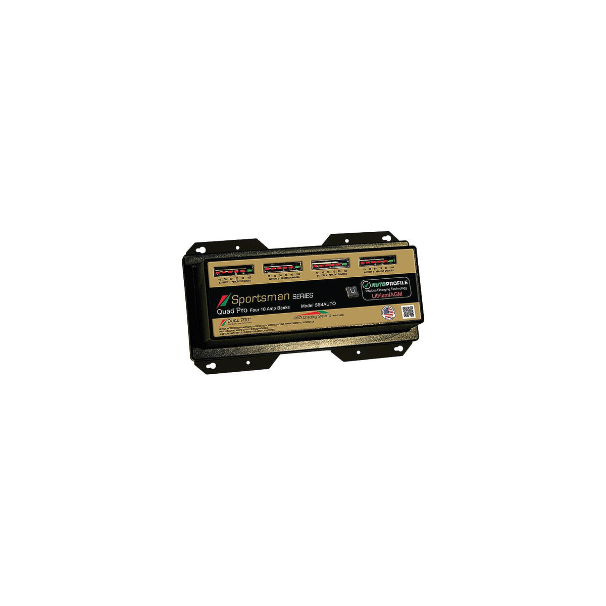 Dual Pro SS4AUTO Sportsman Series Autoprofile Battery Charger, 40A, 4 Banks