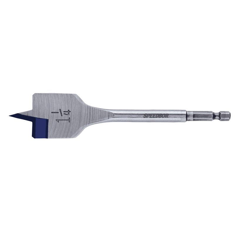 Irwin SPEEDBOR 88820 Spade Drill Bit, 1-1/4 in Dia, 6 in OAL, Standard Length, Flat Flute, 1/4 in Dia Shank, Hex Shank