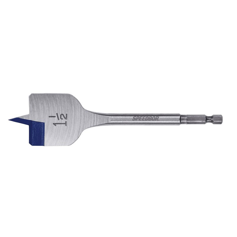 Irwin SPEEDBOR 88824 Spade Drill Bit, 1-1/2 in Dia, 6 in OAL, Standard Length, Flat Flute, 1/4 in Dia Shank, Hex Shank