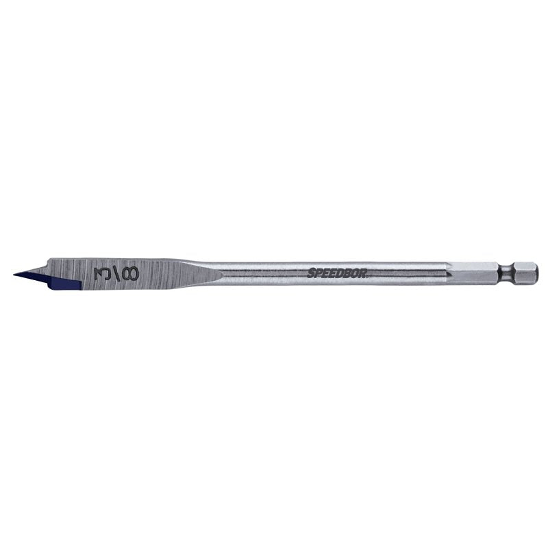 Irwin SPEEDBOR 88806 Spade Drill Bit, 3/8 in Dia, 6 in OAL, Standard Length, Flat Flute, 1/4 in Dia Shank, Hex Shank