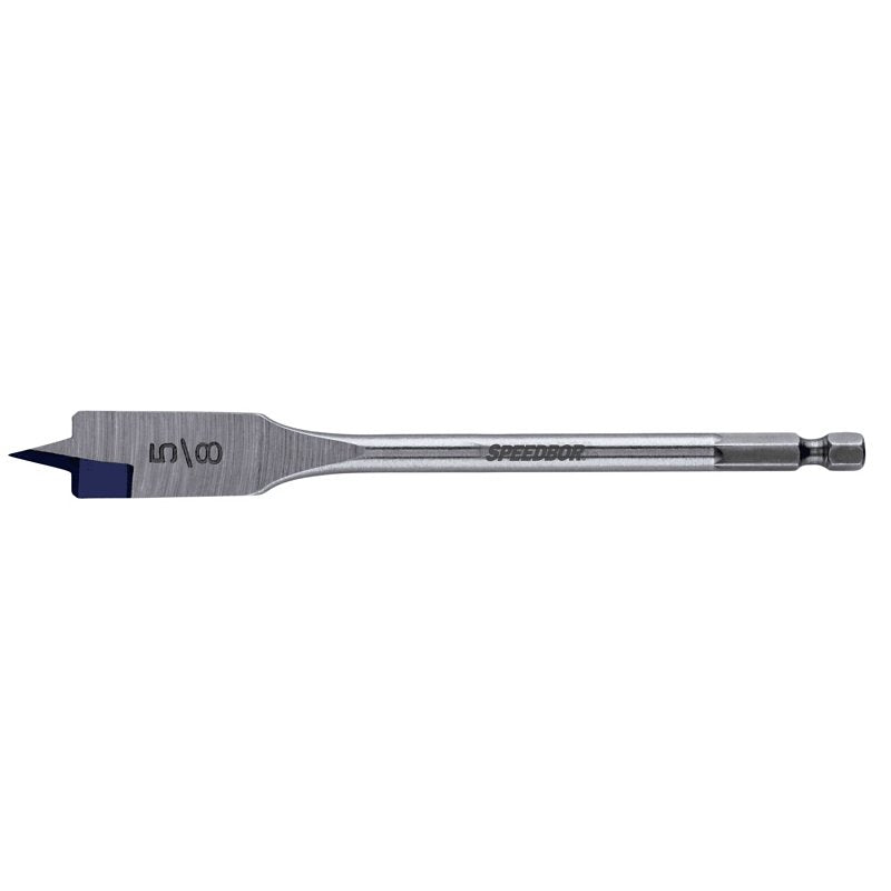 Irwin SPEEDBOR 88810 Spade Drill Bit, 5/8 in Dia, 6 in OAL, Standard Length, Flat Flute, 1/4 in Dia Shank, Hex Shank