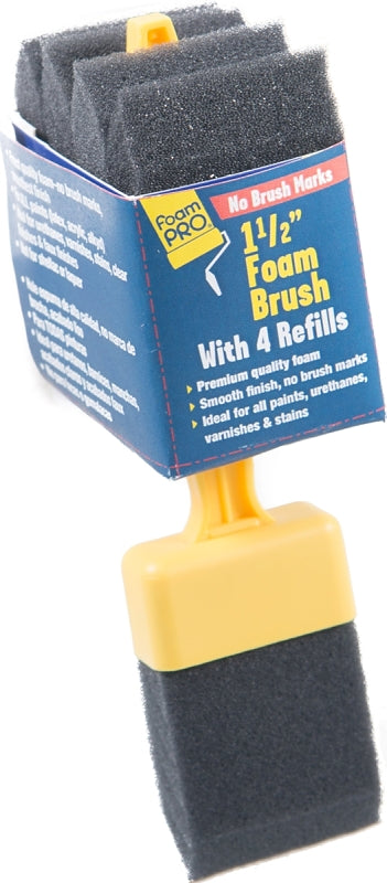 Foampro 715-4 Paint Brush, 1-1/2 in W Brush, Refillable Brush, Pack of 12